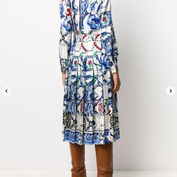 Tory Burch Floral Print Tie Neck Silk Dress - Picture 4 of 6